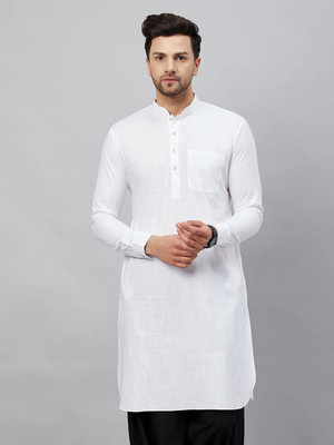 VASTRAMAY Men Solid Pathani Kurta(White)