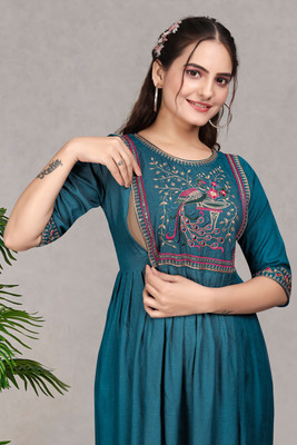 zyqo Women Fit and Flare Multicolor Midi/Calf Length Dress