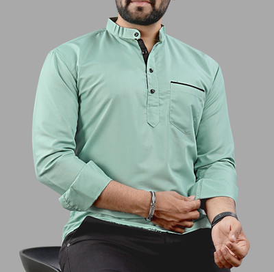 SPOQUE Men Solid Straight Kurta(Light Green)