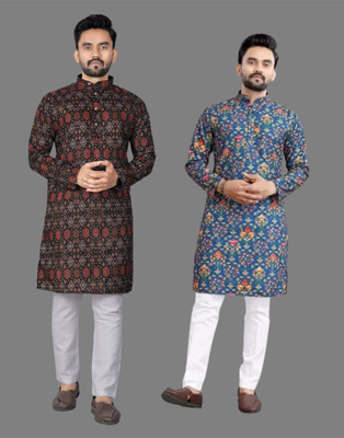 DHASU TRENDZ Men Printed Straight Kurta(Multicolor)