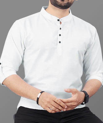 VeBNoR Men Solid Straight Kurta(White)
