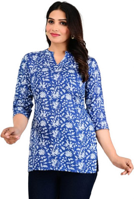 Parth Creation Women Printed Straight Kurta(Black)
