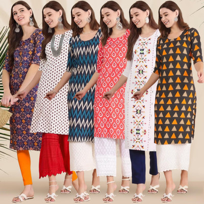 EthnicBasket Women Printed Straight Kurta(Multicolor)