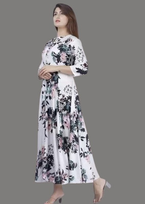 RACHNA FASHION Women Printed Anarkali Kurta(White)