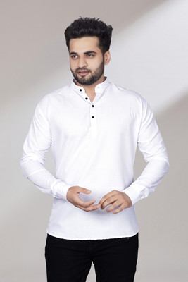 Kavyangle Creation Men Solid Straight Kurta(White)