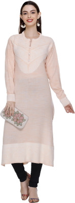 MONTREX Women Self Design Straight Kurta(Pink)