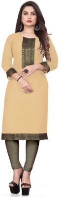 VISVA DESIGNER Women Self Design Straight Kurta(Beige)