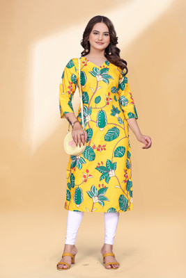 SAMRIDDHS ENTERPRISES Women Printed Straight Kurta(Yellow)