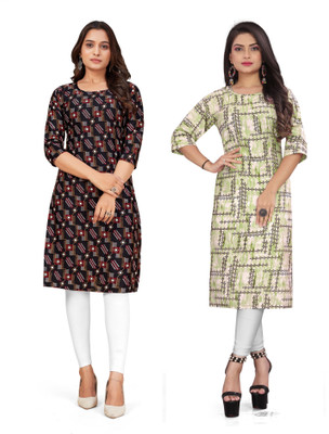 dharmanandan creation Women Printed Straight Kurta(Multicolor)