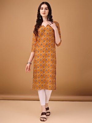 ANOUK Women Printed Straight Kurta(Yellow)