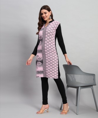 MOD YOUNG Women Printed Straight Kurta(Purple)