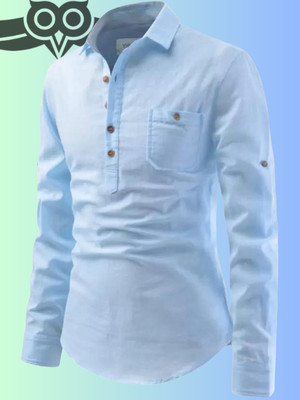Classycollar By Liferoads Men Solid Pathani Kurta(Light Blue)