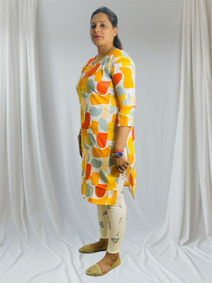 Saira Sonic Women Printed Straight Kurta(Yellow)