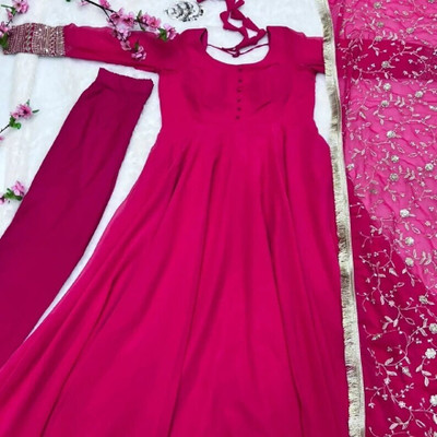 GRISHU COLLECTION Embroidered Anarkali Kurta, Bottom & Dupatta Set