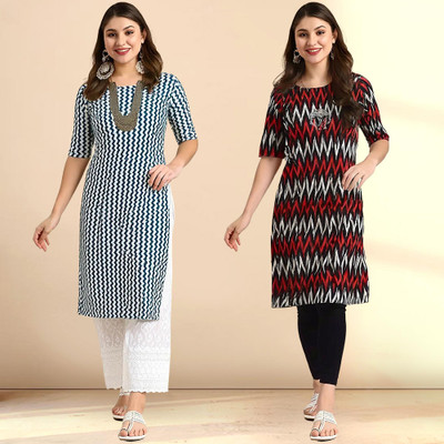 1 Stop Fashion Women Printed Straight Kurta(Multicolor)