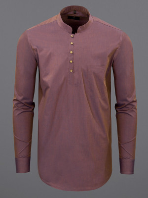 french crown Men Solid Straight Kurta(Brown)