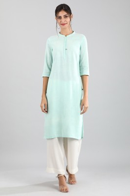 Aurelia Women Solid Straight Kurta(Light Blue)