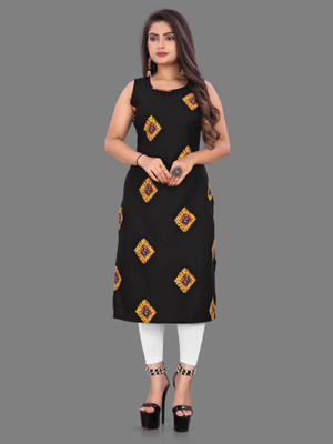 HouseOfCommon Women Striped A-line Kurta(Black)