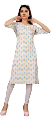 Tulsii Fab Women Printed Anarkali Kurta(White)