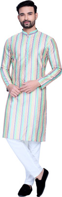 Anadhya Men Printed Straight Kurta(Multicolor)