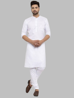 ANIRAV Men Solid Flared Kurta(White)