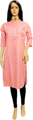 Divyanifashions Women Embellished A-line Kurta(Pink)