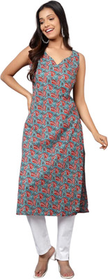KALLAXI Women Printed Straight Kurta(Multicolor)