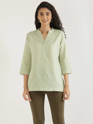 Koora Women Solid Straight Kurta(Green)