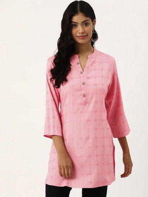 ANOUK Women Self Design Straight Kurta(Pink)
