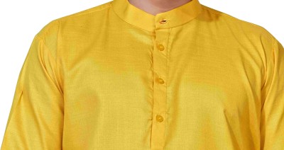 MERAKHICLOTHING Men Solid A-line Kurta(Yellow)