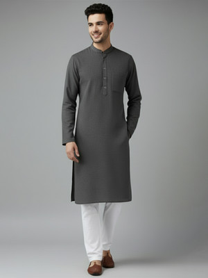 Navkanj Men Solid Straight Kurta(Beige)