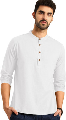 Vimal Star Men Solid Straight Kurta(White)