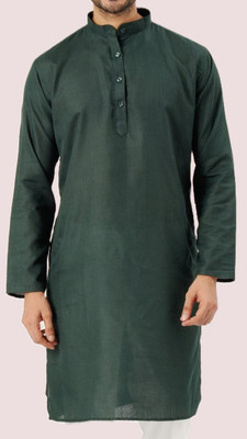 JODIDAR Men Solid Straight Kurta(Green)