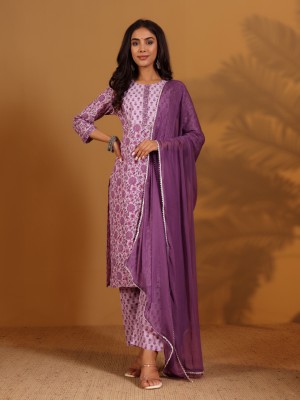 Varanga Women Printed Straight Kurta(Purple)