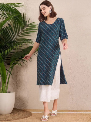 EthnicBasket Women Printed A-line Kurta(Blue)