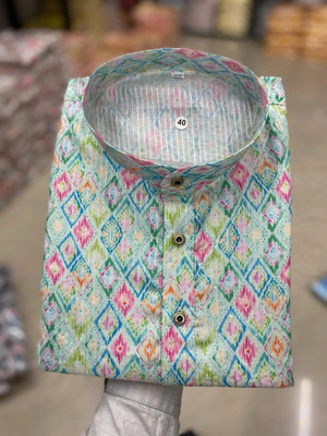 FOXDX Men Printed Straight Kurta(Multicolor)