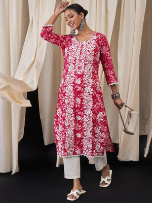 ANOUK Women Embroidered Straight Kurta(Multicolor)