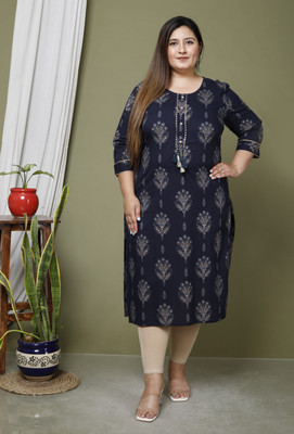 GYAPTI Women Printed, Floral Print Straight Kurta(Blue)
