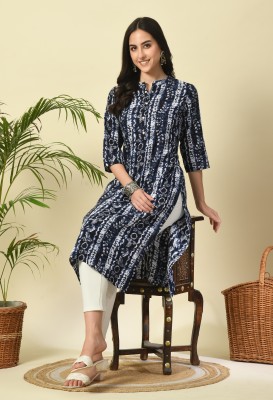 Glowworld Women Printed Straight Kurta(Blue)