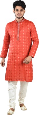 KishanKanhaiya Men Solid Straight Kurta(Red, White, Orange)