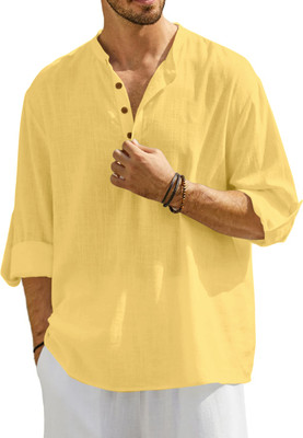 ZOMBOM Men Solid Straight Kurta(White)