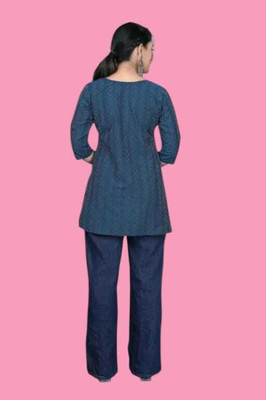 Rangrasiya Creation Women Striped A-line Kurta(Blue)