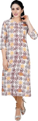 Teen colours Women Kalamkari Straight Kurta(White)