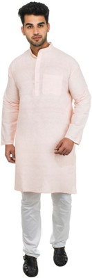 DESHBANDHU KHADI Men Solid Straight Kurta(Pink)