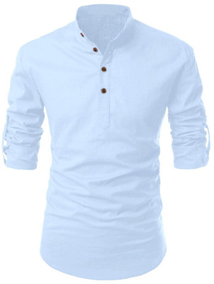SHOPYCLICK Men Solid Straight Kurta(Light Blue)