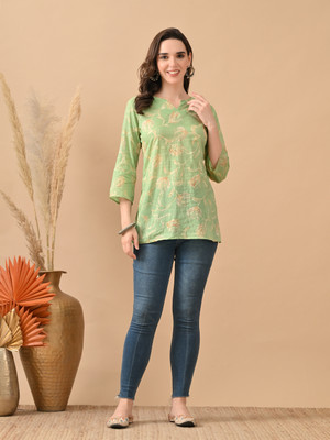 Hariks Casual Printed Women Green Top