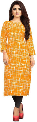 HouseOfCommon Women Printed Straight Kurta(Yellow)