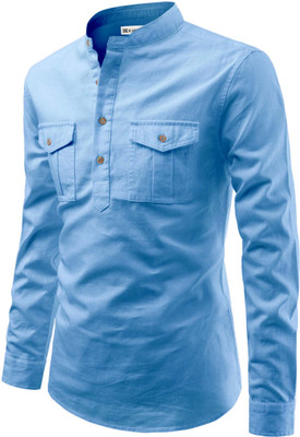RAREMARK Men Solid A-line Kurta(Silver)