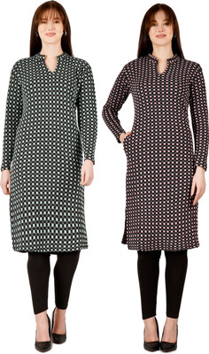 Blushh Collection Women Block Print Straight Kurta(Multicolor)