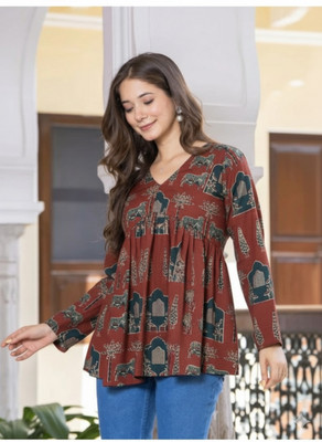 malakshifashion Women Printed Anarkali Kurta(Multicolor)